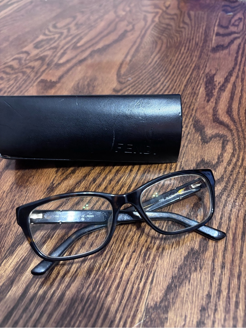 Fendi Black Rectangular Men’s Eyeglass Frames with Case